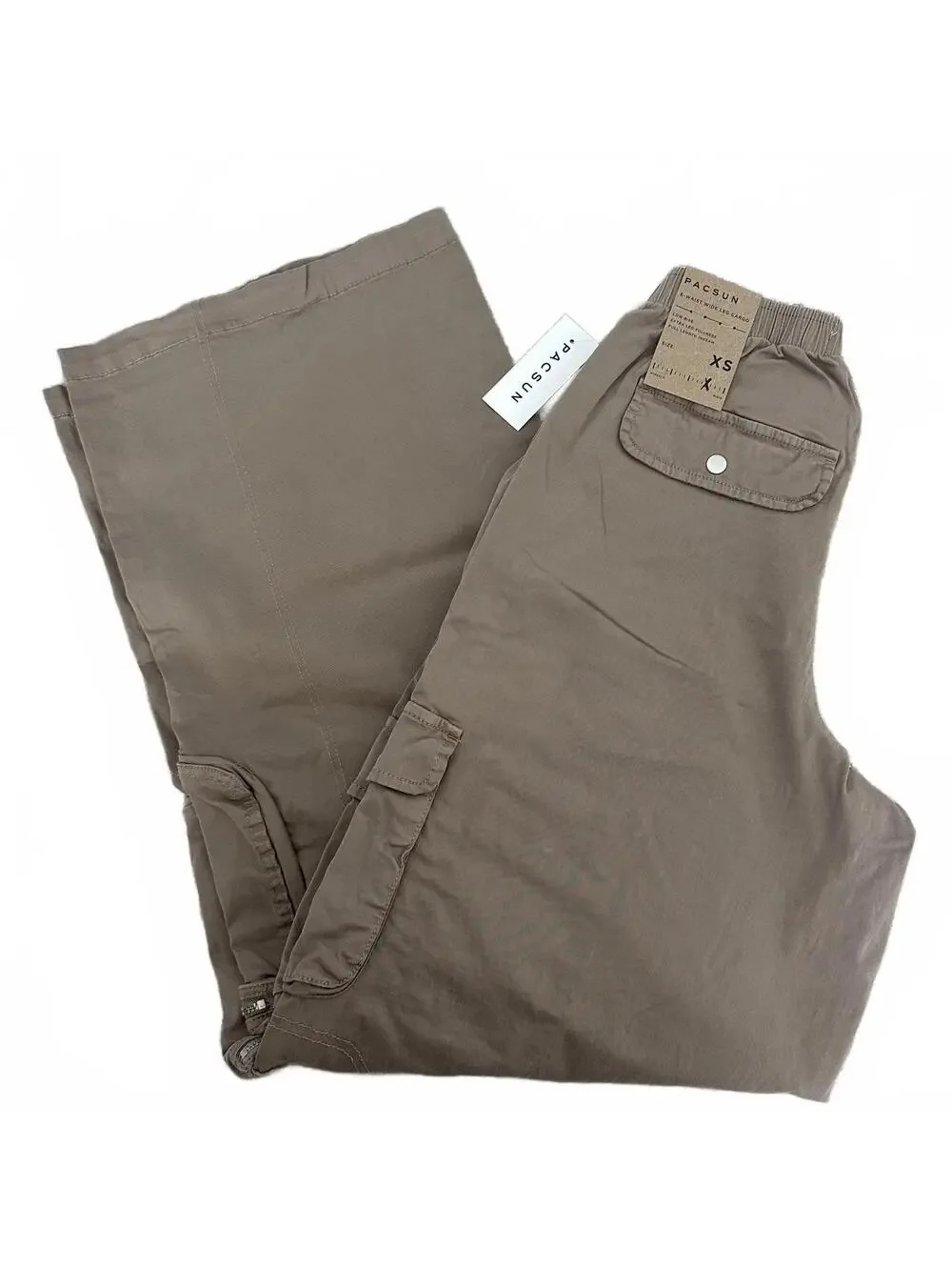 Pacsun Taupe Draped Low Rise Wide Leg Cargo Pants Desert Brown NWT XS